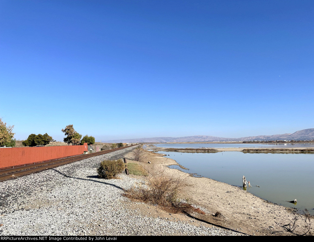 Looking up the UP Coast Sub from Elizabeth St in Alviso